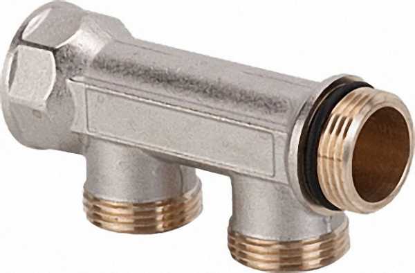 2 Fach-Verteiler gepresst 1'' x Eurokonus vernickelt