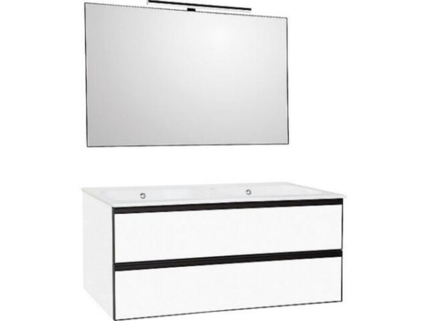 Badmöbel-Set Benaro m. Spiegel, weiss matt, 2 Auszüge, Breite 1210mm