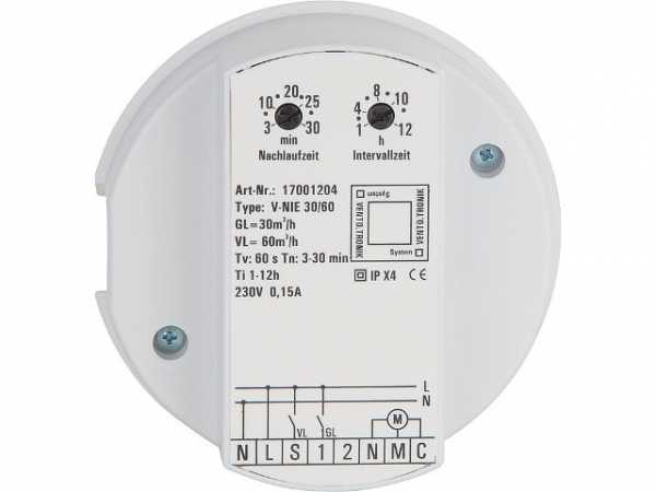 Steuerbaustein EVENES Typ V-NIE30/60 2-stufig Nachlauf+Einschaltverzinkt Intervallbetrieb