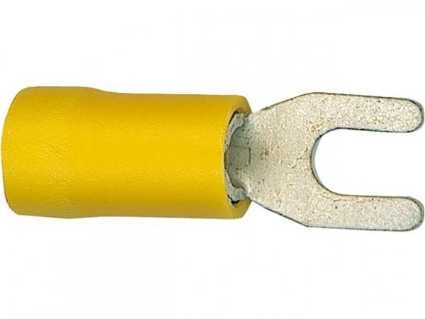 Kabelschuh in Gabelform isoliert, 4,0mm²-6,0mm², 6, 4mm Farbe gelb, VPE 100 Stück