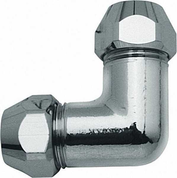 Winkel-Verschraubung verchromt mit 2 Quetschen 12mm