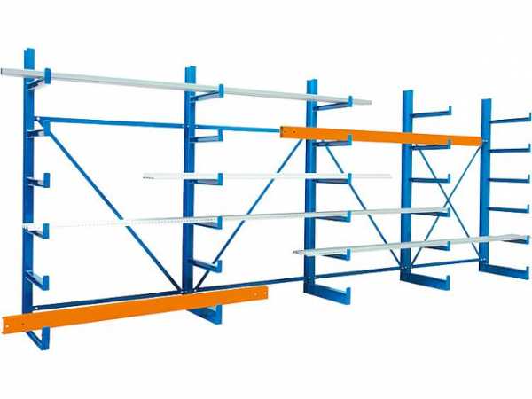 Kragarm-Anbauregal einseitig mit 6 Ebenen
