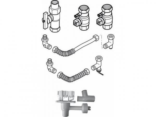 Buderus 7736613436 AS8-AP Anschluss-Set 8, Aufputz GA-BS,Siphon,HA,N-Flex,Speicher seitlich