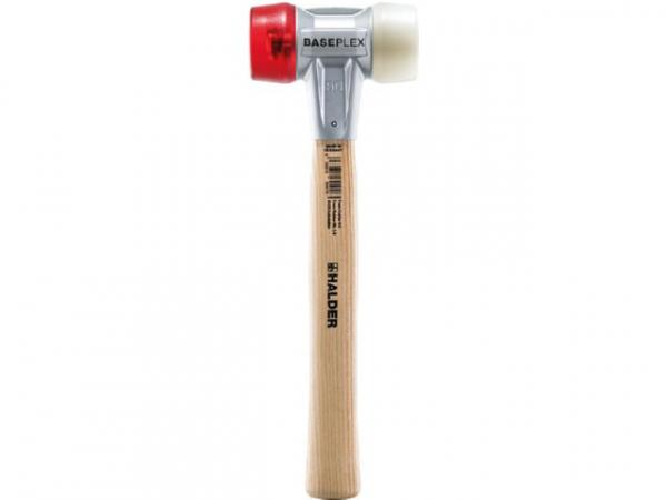 BASEPLEX-Schonhammer HALDER® mit Zinkdruckguss-Gehäuse und Holzstiel, Ø 50 mm, Nylon / Cellulosacetat