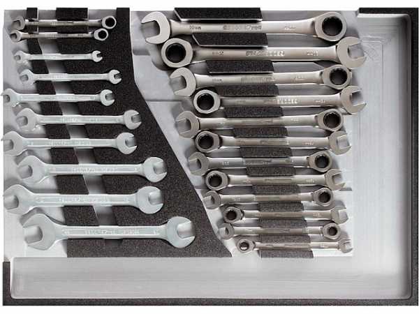 Werkzeugsatz GEDORE red Maul-, Ringratschen-,Doppelmaulschlüssel zuschneidbar 570x410mm bis 482x345mm