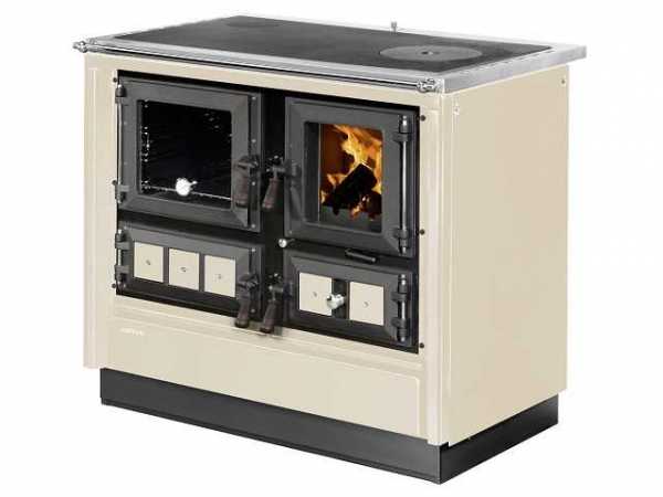 JUSTUS Festbrennstoffherd Rustico-90 2.0, creme, Backfach links