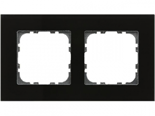 Glasrahmen Taster 2-fach für 55 mm Programme, Schwarz