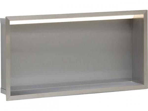 Wandnische Edelstahl, LED Beleuchtung, Tiefe 150 mm, 69 Lumen, 230V, 5.52W, BxH 625x325 mm Bad Edelstahl-Wandeinbaunische