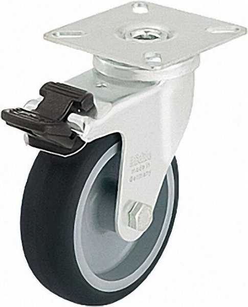 BLICKLE Lenkrolle mit Feststeller LPA-TPA 100G-FI, Tragfähigkeit 70 kg Rad D= 100mm, Plattengröße 60