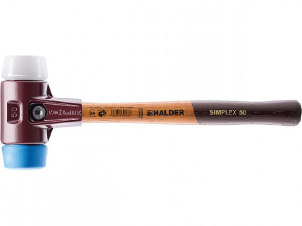 SIMPLEX-Schonhammer Halder mit TE-Gehäuse und Holzstiel, Superplastik/TPE-soft, Ø 30 mm