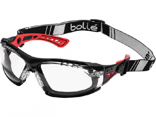 Schutzbrille RUSH+ mit Kopfband,Rahmen rot / schwarz – Klares PC RUSHPFSPSI