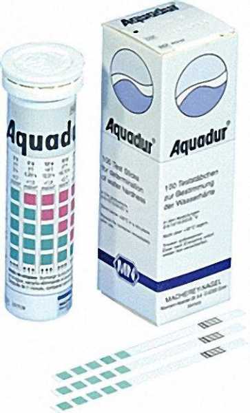 Aquadur zur Bestimmung von Wasserhärte 3,5. 10. 15,20,25 °d 100 Teststäbchen 6 x 95mm