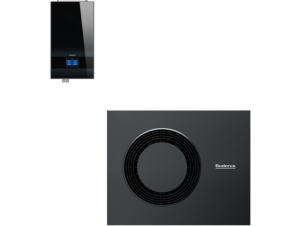 Buderus Luft-Wasser-Wärmepumpe Logano plus M WLW186i-10 AR E Paket Set 10 kW mit Logamatic BC400 MX400 Umschaltventil Primärkreispumpe Silen