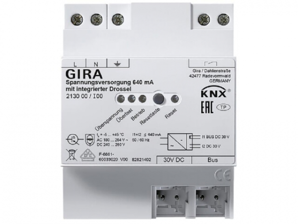 GIRA Spannungsversorgung 640 mA mit integrierter Drossel Gira One / KNX REG
