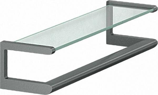 Glasablage Serie Cavere, Haltegriff aus Alu., Anthrazit-Metallic 95, 650x150mm, mit Befestigung