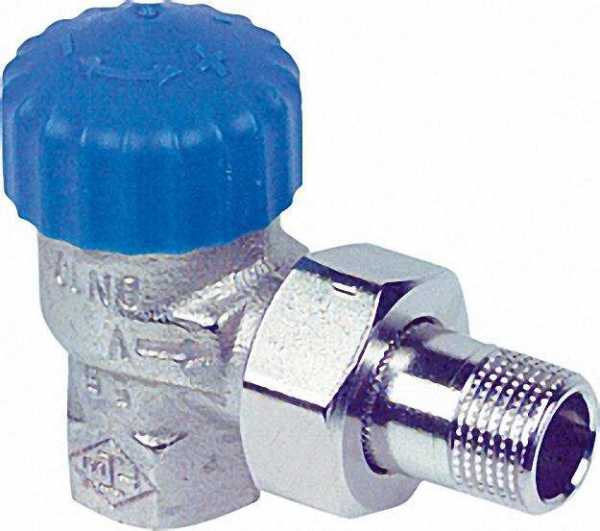 HEIMEIER Thermostatventil Rotguß vernickelt R 3/4''Eckform Schwerkraftausfür