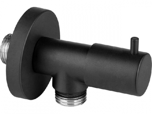 Wandanschlussbogen mit integrierter Absperrung DN15 (1/2'') schwarz matt