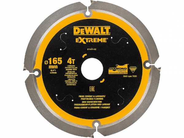 Kreissägeblatt DeWalt Ø165x20x1,6mm mit 4 Zähnen