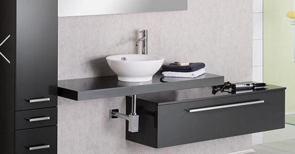 LANZET 7242712 Q4 Waschtisch Platte, Grafit Hochglanz 120x50x6 cm