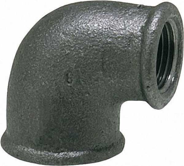 Tempergussfitting, schwarz Winkel 90°, 3/4'' x 1/2'' (i/i) Typ 90, reduziert