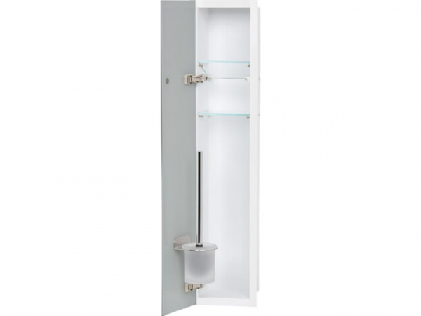 WC-Wandcontainer Weiß besch. Flat 800 1 graue Glastüre links