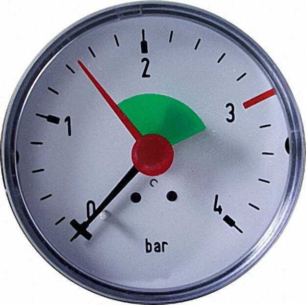 Heizungsmanometer axial 63mm durch, 3/8'' 3,0bar