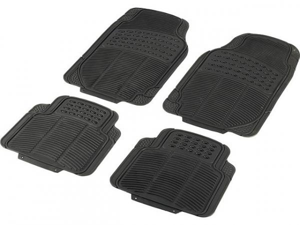 Universal-Gummimatten-Set, 4-teilig, Schwere rutschfeste Ausführung, Farbe:Schwarz