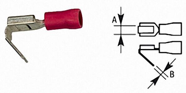 Flachsteckhülse mit Abzweigung halbisoliert, bis 1,5mm², 6, 3x0, 8mm Farbe rot, VPE = 100 Stück