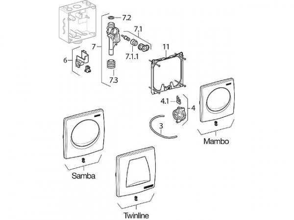 Geberit 241.164.00.1 Betätigungsplatte Mambo zu UR-Strg. mit pneumatischer Spülauslösung