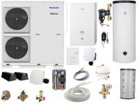 Panasonic Aquarea T-CAP Wärmepumpe Split SuperQuiet Paket, 16,0kW, 400V mit WWS 400 Liter, PS 300 Liter und Zubehör