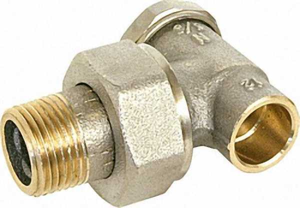 EVENES Heizkörperverschraubung Messing vernick. Eckform R 1/2'' x 15