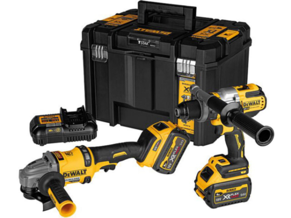 Akku-Set DeWalt 2-teilig inkl. Schlagbohrschrauber, Winkelschleifer, 2 x 6 Ah und Ladegerät