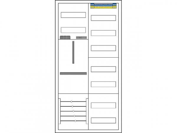 Komplettschrank F-Tronic ZE106A,1 Zählerplatz 3-Punkt HZ, 1 Verteilerfeld 7-reihig