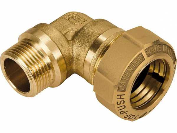 Messing Verschraubung für PE-Rohre Winkelanschlussverschraubung AG 3/4"x25mm nicht für Gas geeignet