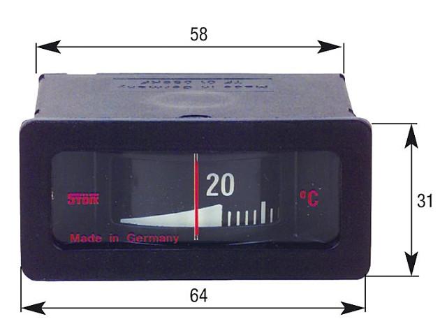 6,5mm Fühler Thermometer analog DHLDE Fernthermometer Typ C/W 1,5m Kapillarrohr 