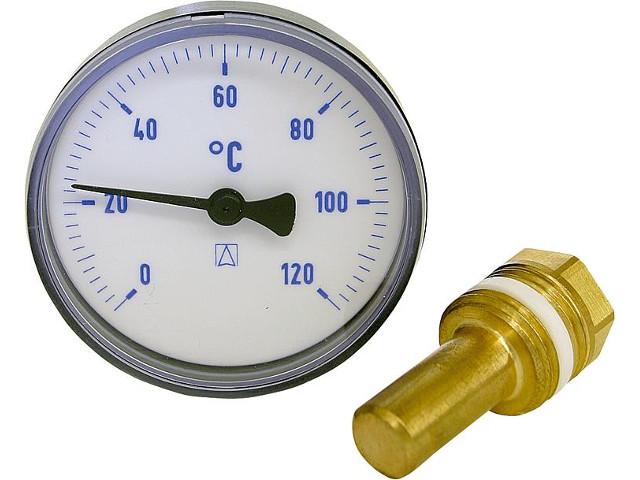 Bimetall-Zeigerthermometer DN15 1/2" Ø 100mm x 200mm 