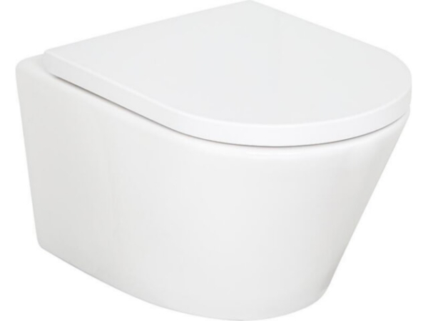 WC-Set Evenes Amur Wand-Tiefspül, spülrandlos, mit Softclose WC-Sitz Edoma, Keramik, Weiß, 360x350x530mm