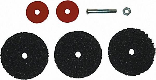 Blechputzteufel bestehend aus 1 Aufnahmedorn 3 Reinigungsscheiben 100 x 12mm