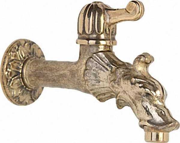 Auslaufventil mit Hebelgriff in Bronze mit Rosette, Wandanschluss 1/2''