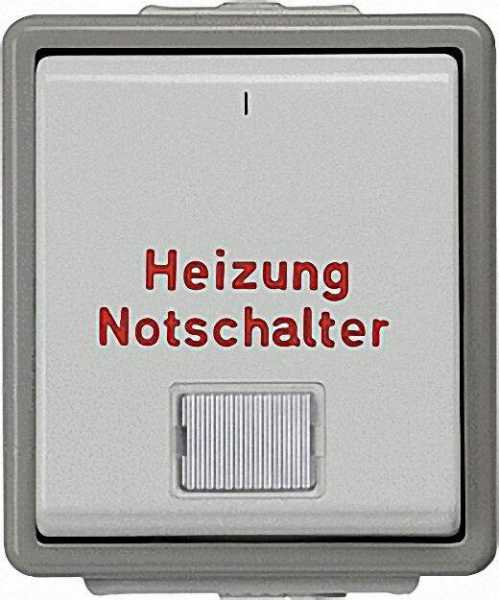 Aufputz-Heizungsnotschalter mit Fenster/ 75mm x 66mm x 54mm 1-polig/ Schutzart IP44 / 1 Stück