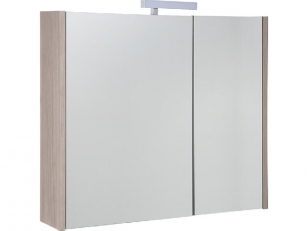 Spiegelschrank Akira mit LED-Beleuchtung, 2 Türen, Ulme Rousseau, 800x700x155mm