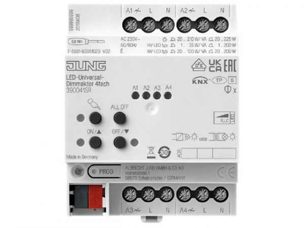 Jung LED-Universal-Dimmaktor Secure 4-fach KNX REG 390041SR