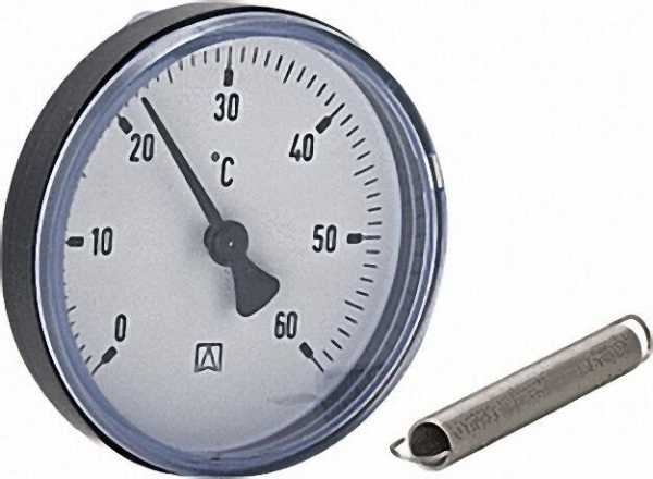 AFRISO Anlegethermometer Fußbodenheizung ATh 63 S 0/60°C 3/8'' - 1 1/2''Kl,2 mit Feder