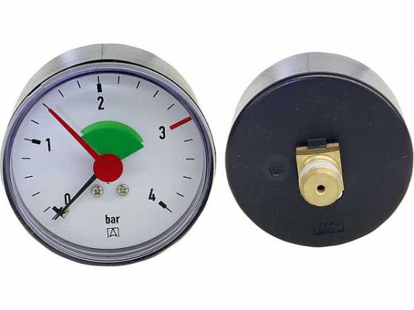 Heizungsmanometer axial 63mm durch, 1/4" mit selbstdicht. Teflonring