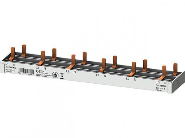 Stiftsammelschiene, 10mm² 3p/N für 6x AFDD + 6x 1p FI/LS Siemens 5ST3675-0 (12TE)