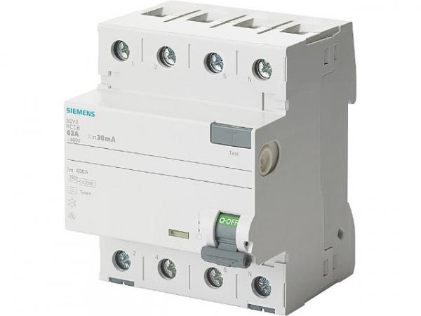 FI-Schutzschalter Siemens, 4-polig, Typ F, 63A, 300mA, 5SV3646-3