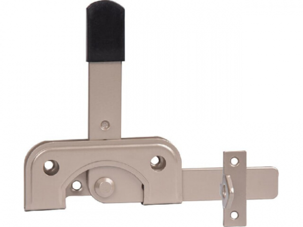 Gartentorfalle DURAVIS für schmale Rahmenhölzer, Material: Stahl, blau verzinkt, Oberfläche: perlbeige RAL 1035