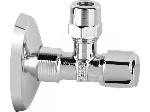 Eckventil DN 15 (1/2") ELB-Verschraubung DN10 3/8" Schubrosette