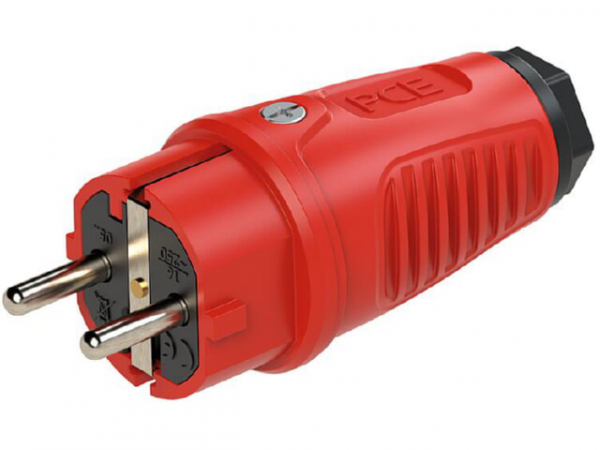 Taurus2 Vollgummi-Stecker nat, IP54, 250V/16A, 3-polig, rot/schwarz, Schraubklemmen, 0512-rs