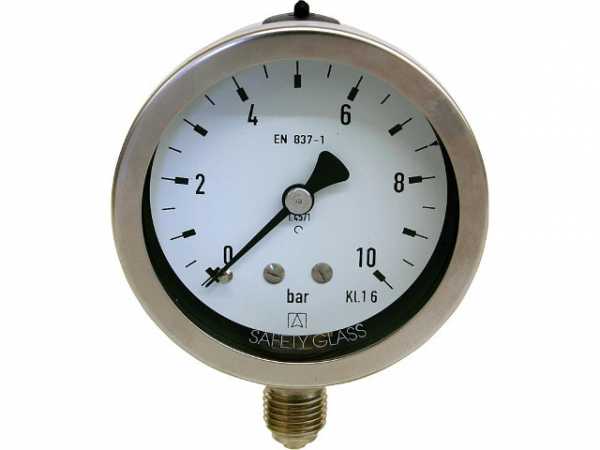 Manometer Chemie 0-6 bar, 63 mm für G1/4, axial DN 8 1/4" radial